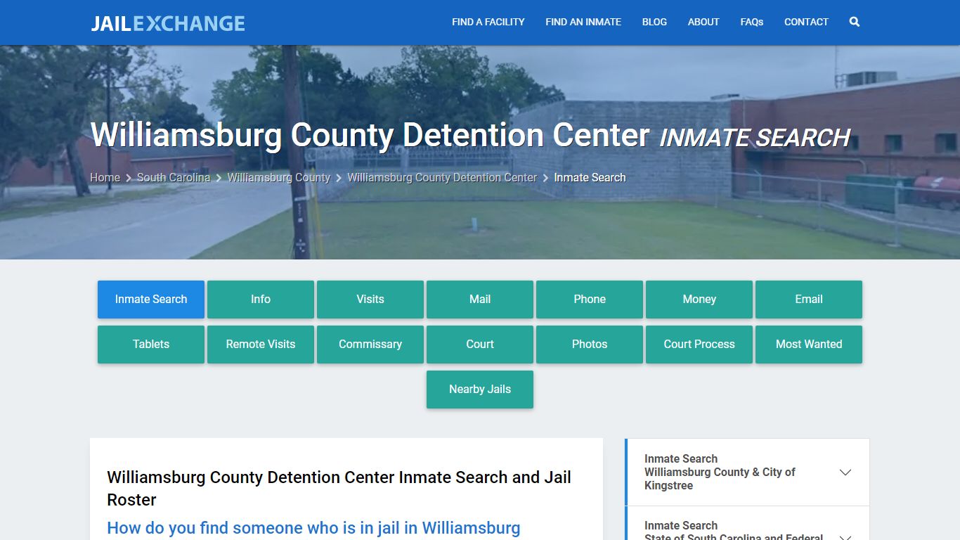 Williamsburg County Detention Center Inmate Search - Jail Exchange